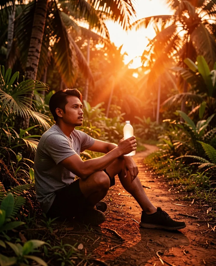 Active man resting after outdoor exercise