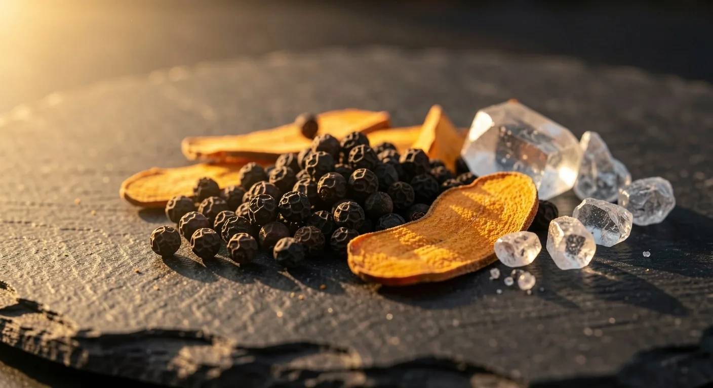 Natural wellness ingredients on dark surface